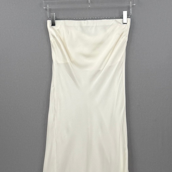 ENZA COSTA Strapless Silk Bias Maxi Dress Women Small Off White Quiet Luxury NEW - Picture 4 of 15